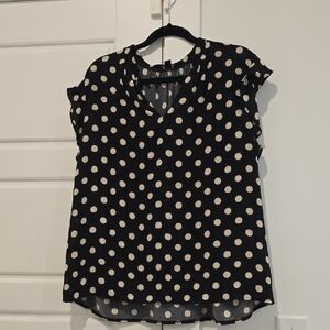 Ann Taylor Black and Cream Polka Dot Blouse